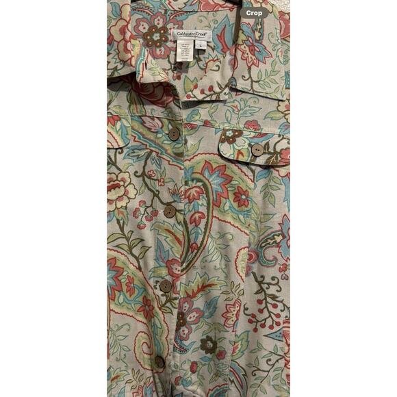 Coldwater Creek Artsy Multicolor Floral Paisley Tapestry Button Up Jacket Size L - Picture 6 of 9